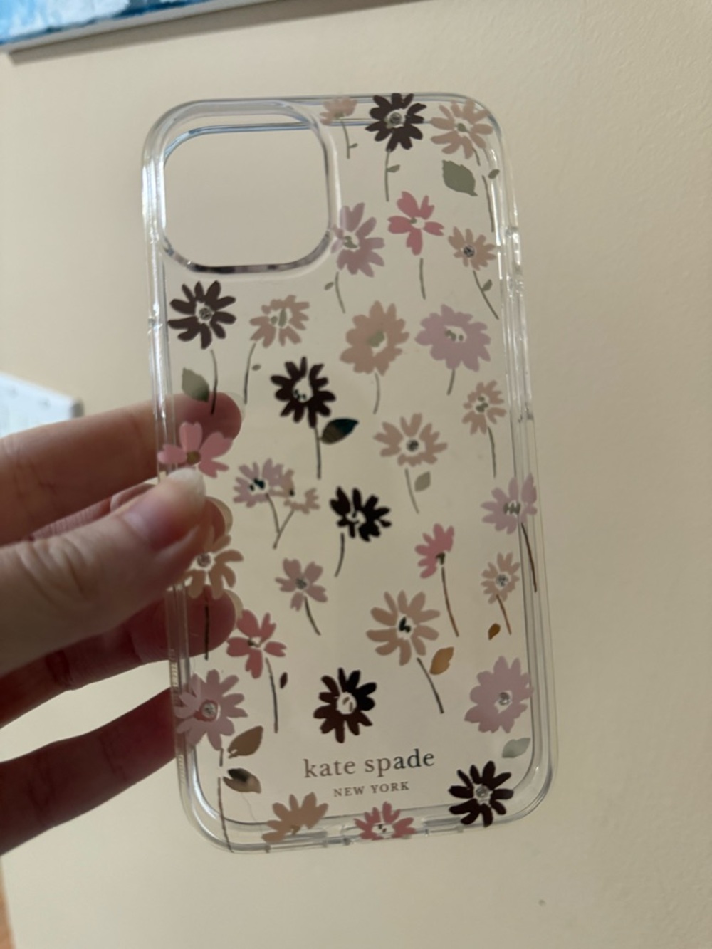 kate spade Floral Clear iPhone Case — Pink, Black & Green Accents